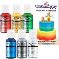US Cake Supply by Chefmaster Airbrush Cake Pearlescent Shimmer Metallic Color Set - The 6 Most Popular Metallic...