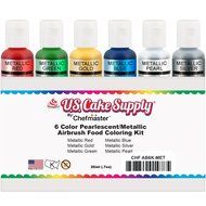US Cake Supply by Chefmaster Airbrush Cake Pearlescent Shimmer Metallic Color Set - The 6 Most Popular Metallic... N2