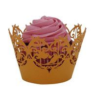 DZT1968 50pc Christmas Lace Laser Cut Cupcake Wrapper Liner Baking Cup Muffin (Purple) N2