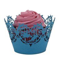 DZT1968 50pc Christmas Lace Laser Cut Cupcake Wrapper Liner Baking Cup Muffin (Purple) N3