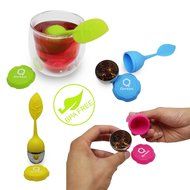 Qwessi 4-Pack Silicone Tea Infuser Handle Stainless Steel Strainer filter Infuser with Drip Tray for Loose Leaf... N7
