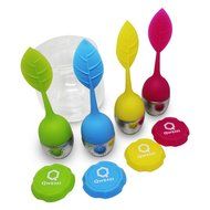 Qwessi 4-Pack Silicone Tea Infuser Handle Stainless Steel Strainer filter Infuser with Drip Tray for Loose Leaf... N8