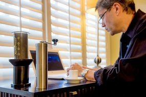 F&amp;L Essentials Manual Coffee Grinder | Conical Burr Grinder | Stainless Coffee Mill N8