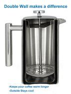 SterlingPro Double Wall Stainless Steel French Coffee Press, 1 Liter N6