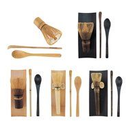 BambooMN Brand - 1 Set - Golden Chasen (Tea Whisk) + Chashaku (Hooked Bamboo Scoop) for preparing Matcha + Tea... N3