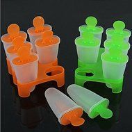 Sher 6 Cell DIY Frozen Ice Cream Pop Mold Popsicle Maker Lolly Mould Tray Pan Kitchen Tools(Random Color