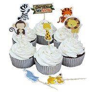 BETOP HOUSE Set of 24 Pieces Cute Decorative Cupcake Muffin Toppers Wild Animals Zoo Zebra Lion Tiger Elephant... N5