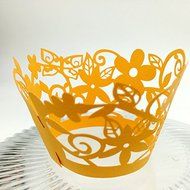 CozyT 50 PACK Flowers Cupcake Wrappers Artistic Bake Cake Paper Cups Vine Lace Laser Cut Liner Baking Cup Muffin... N10