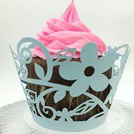 CozyT 50 PACK Flowers Cupcake Wrappers Artistic Bake Cake Paper Cups Vine Lace Laser Cut Liner Baking Cup Muffin... N11
