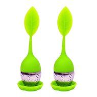 LESCA TEK Set of 2 Stainless Steel Tea Infuser Strainer with Silicone Leaf Lid, Mesh Strainer Includes Drip Tray... N2
