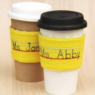 Pencil Shaped Coffee Cup Sleeve with Teacher's Name N3