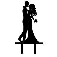 Ecape Acrylic Cake Topper of Engagement and Wedding with Groom Holding Bride Black Pack of 1 N23