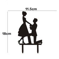 Ecape Acrylic Cake Topper of Engagement and Wedding with Groom Holding Bride Black Pack of 1 N24