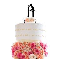 Ecape Acrylic Cake Topper of Engagement and Wedding with Groom Holding Bride Black Pack of 1 N27
