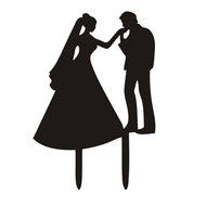 Ecape Acrylic Cake Topper of Engagement and Wedding with Groom Holding Bride Black Pack of 1 N28