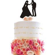 Ecape Acrylic Cake Topper of Engagement and Wedding with Groom Holding Bride Black Pack of 1 N29