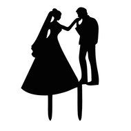 Ecape Acrylic Cake Topper of Engagement and Wedding with Groom Holding Bride Black Pack of 1 N30