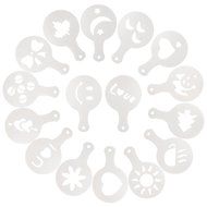 Antkits 16 pcs of Plastic Fancy Coffee Foam Pattern DIY Originality Printing Mold Tools N2