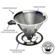 Stainless Steel Pour Over Coffee Cone Dripper With Cup Stand- Perfect for Manual Brewing - Ultra Fine Micro Mesh... N2