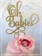 Oh Babies Twin Baby Shower Cake Topper