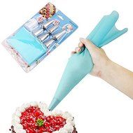 Cake and Pastry Icing Decoration Set with 6 design tips and Re-usable 40 cms Silicon Bag N2
