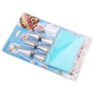 Cake and Pastry Icing Decoration Set with 6 design tips and Re-usable 40 cms Silicon Bag N4