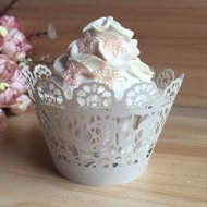 MOST ELEGANT CUPCAKE WRAPPERS 100 pcs Filigree (White) - US Stock = fast delivery! Paper Cups Little Vine Lace... N7