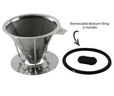 Pour Over Coffee Dripper in Stainless Steel - 2 Cup Coffee Brewer
