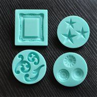 Yunko Set of 4 Heart Round Mirror Frames Mini Silicone Sugarcraft Mold Cupcake Decoration,Candy Fondant Chocolate... N2