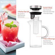 Bl&uuml;mwares Glass Pitcher with Infusion Core &amp; Airtight Stainless Steel Lid | Holds 1 Liter N4