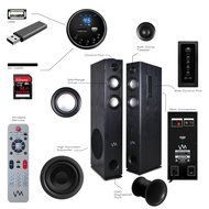 VM Audio EXAT31 Black Floorstanding Powered Bluetooth Tower Home Speakers Pair N13