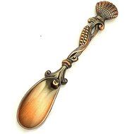 OUM0SI 3Pcs/lot Vintage Alloy Carved Coffee Spoon Metal Cutlery Dessert Spoons (Fish Red Bronze) N3