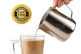 Star Coffee 12, 20 or 32oz Premium Stainless Steel Frothing Pitcher with Measurement Scales on Both Sides for... N21