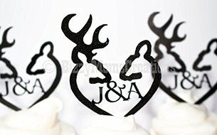 Set of 12 - Personalized Browning Deer Cupcake Toppers - Birthday Cupcake Topper, birthday cake topper, wedding... N4