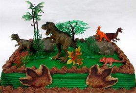 Prehistoric T-Rex DINOSAUR 12 Piece Birthday CAKE Topper Set Featuring a T-Rex and 4 Random Dinosaur Figures,... N4