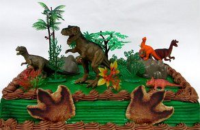 Prehistoric T-Rex DINOSAUR 12 Piece Birthday CAKE Topper Set Featuring a T-Rex and 4 Random Dinosaur Figures,... N7