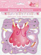 Cardboard Pink Clothesline Girl Baby Shower Cake Bunting Topper N8