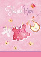 Cardboard Pink Clothesline Girl Baby Shower Cake Bunting Topper N9