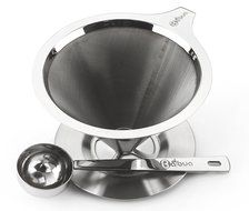 Paperless Pour Over Coffee Dripper with Coffee Scoop, Stainless Steel double mesh Reusable Pour Over Coffee Filter... N4