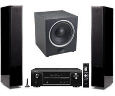 Martin Logan Motion 40 Black Floorstanding Speakers with Dynamo 500 Subwoofer and Denon AVR-X3200W A/V Receiver N3