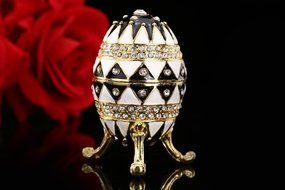 White with black color Europe faberge egg trinket box home decor N2