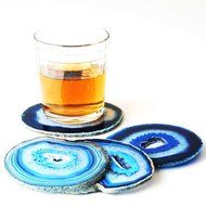 Airblasters Black color 3.5-4 inch Natural Sliced Agate Coaster Set of 4 N8