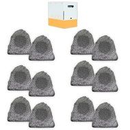 Theater Solutions 12R4G Outdoor Granite Rock 12 Speaker Set with Wire for Deck Pool Spa Patio Garden