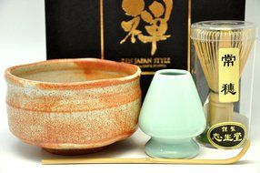 Japanese Mino Yaki ware Matcha Bowl And Tea Ceremony Set Green Tea 12.3 / 12.3 / 7.2cm (4.8 / 4.8 / 2.8inch)[7438] N2