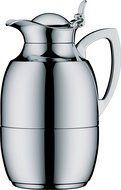 alfi Juwel Glass Vacuum Chrome Plated Brass Thermal Carafe for Hot and Cold Beverages, 0.75 L, Chrome