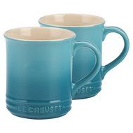 Le Creuset of America Stoneware Set of 2 Mugs, 12-Ounce, Caribbean