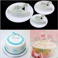 Sher Whirligig Wooden Horse Fondant Cake Cutter Mould Cookies Cutters Sugarcraft Decor,Set of 3