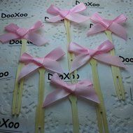 DOOXOO 3.5&quot; Pink Ribbon Bow Cupcake Topper Birthday Topper Baby Shower Cake Topper Wedding Party Confetti Decorative... N7