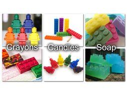 5 Lego Candy Molds / Ice Cube Silicone Trays + Bonus Recipe Guide eBook For Chocolate, Gummies &amp; More N5