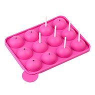 Ckeyin 12-Cavity Silicone Mold Ball Shaped Lollipop Cupcake Baking Mold with 20Pcs Sticks N6